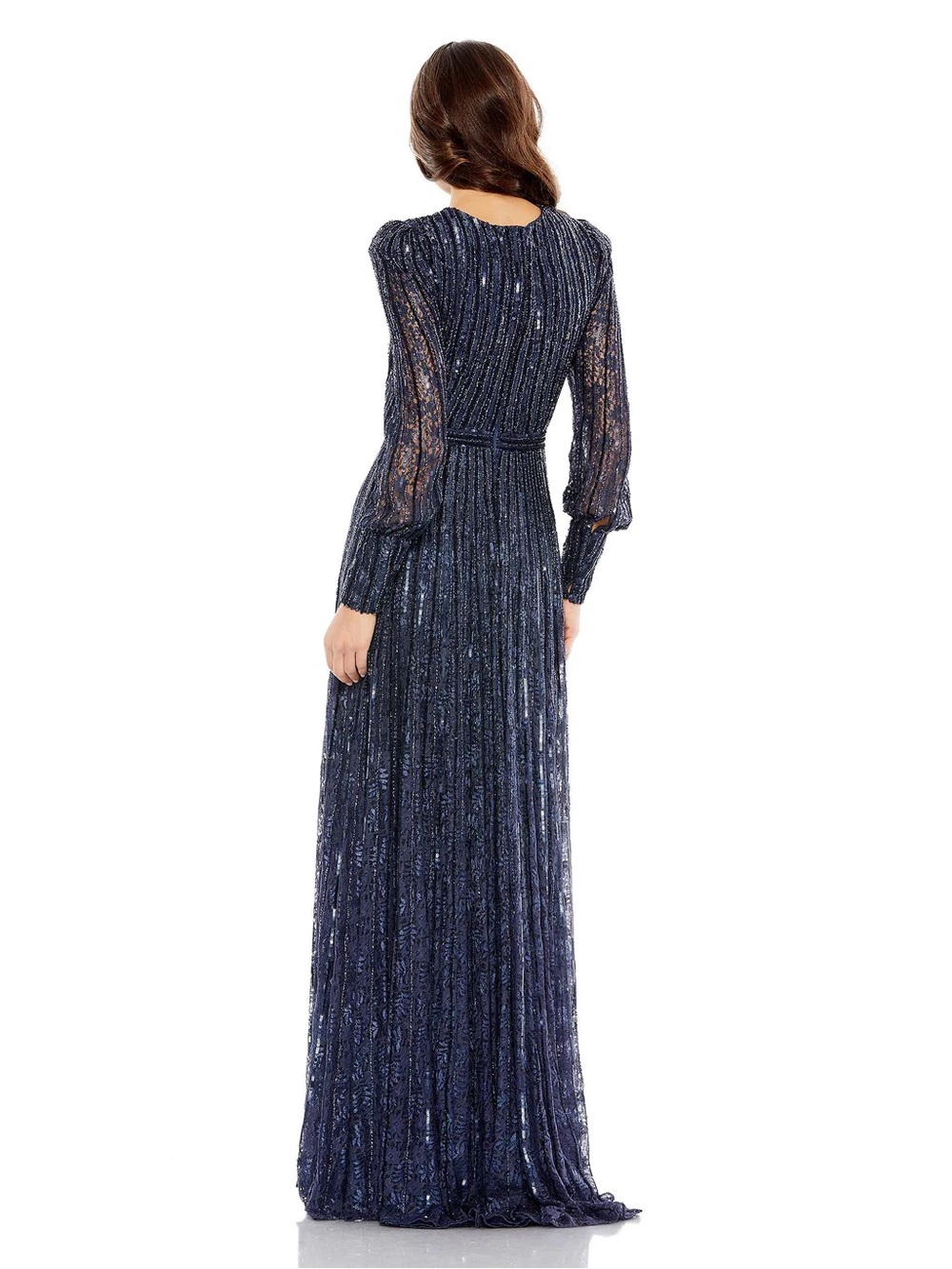 Mac Duggal Sequin Lace Long Sleeve Maxi Dress - Picture 2 of 3